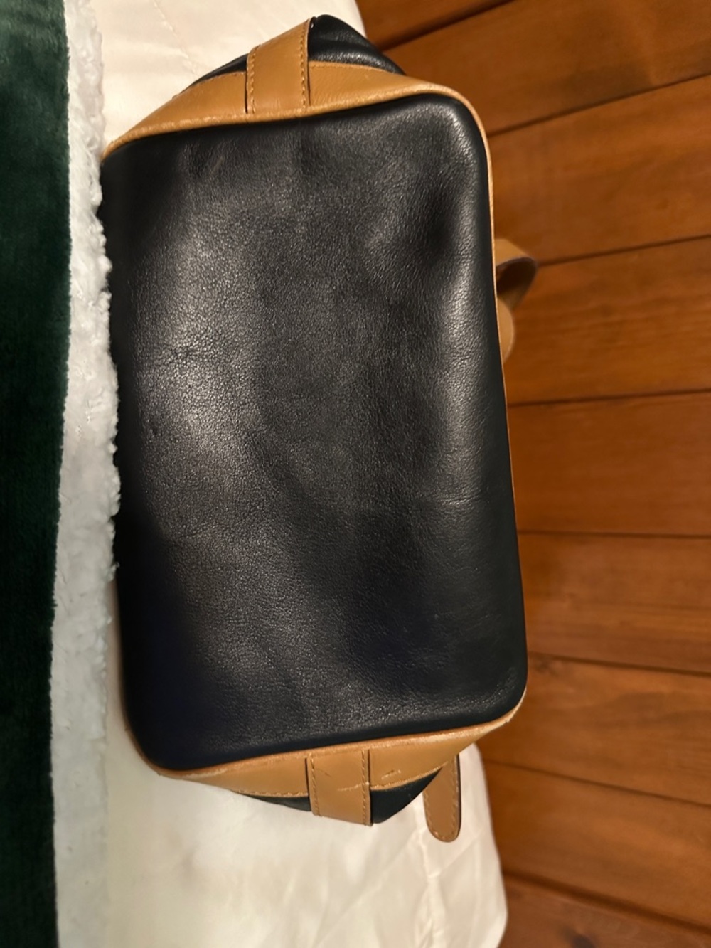 Celine Black Leather Drawstring Hobo with Tan Trim - Picture 5 of 5